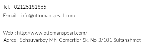Ottomans Pearl Hotel telefon numaralar, faks, e-mail, posta adresi ve iletiim bilgileri